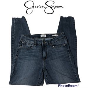 Jessica Simpson High Waist Skinny Jeans Ankle Length Frayed Bottom Size 6